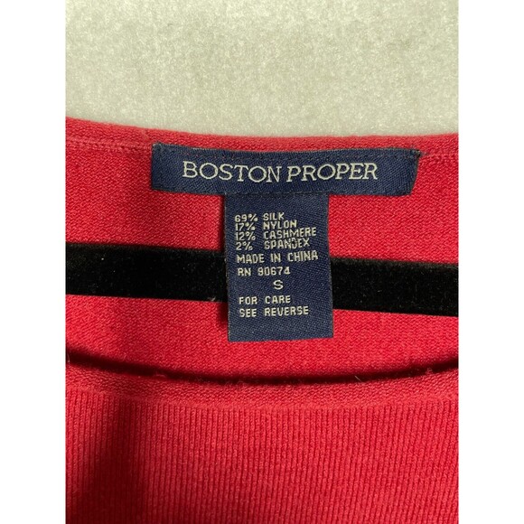Boston Proper Womens Lightweight Red Cashmere Blend Size S Sweater Holiday Fall - Picture 3 of 6